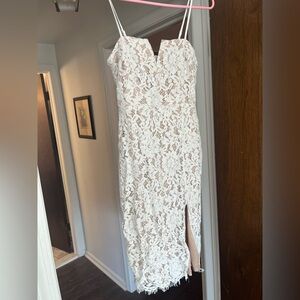 Lulu's Cream Lace Midi Dress